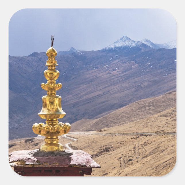 Tibet - Ganden Buddhist Monastery Square Sticker (Front)