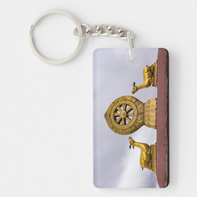 Tibet, Lhasa - Dharma wheel in Jokhang temple Key Ring (Front)