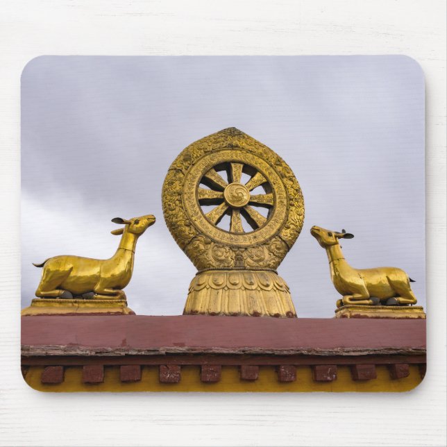 Tibet, Lhasa - Dharma wheel in Jokhang temple Mouse Pad (Front)