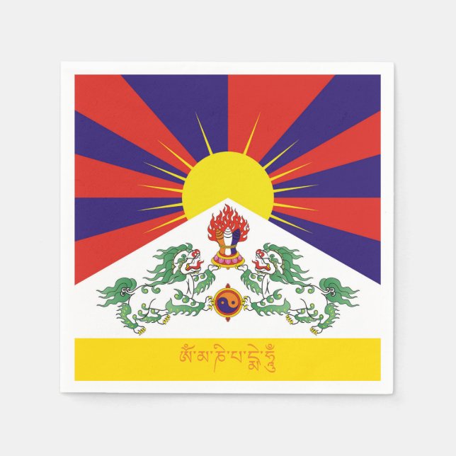 Tibet & Snow Lions flag, mantra- The Himalayas Napkin (Front)