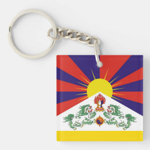 Tibet & Snow Lions flag - The Himalayas Key Ring