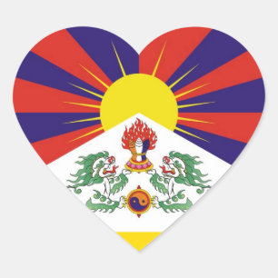 Tibet, Snow Lions, Tibetan flag - The Himalayas Heart Sticker