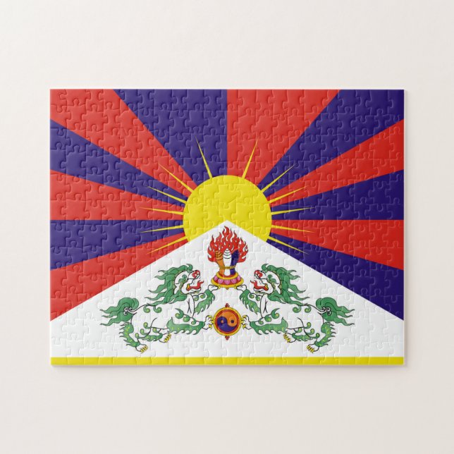 Tibet & Snow Lions, Tibetan flag - The Himalayas Jigsaw Puzzle (Horizontal)
