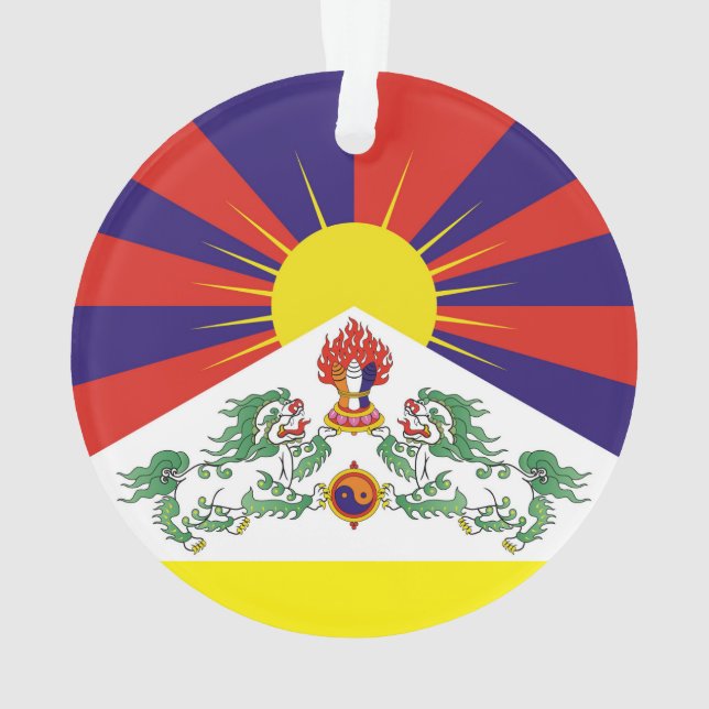Tibet, Snow Lions, Tibetan flag - The Himalayas Ornament (Back)