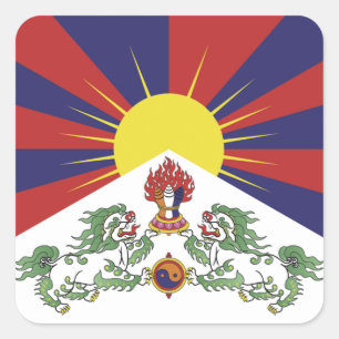 Tibet Sticker, Tibetans, Patriotic, Tibetan Flag Square Sticker