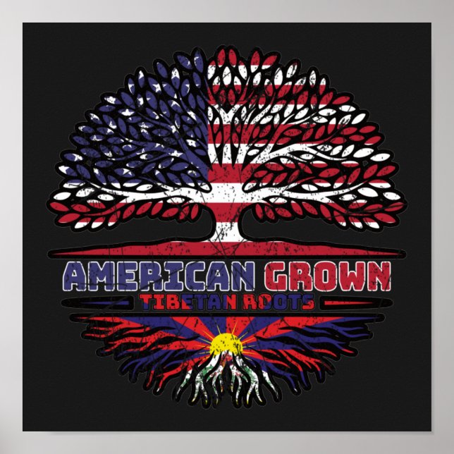 Tibet Tibetan American USA Tree Roots Flag Poster (Front)