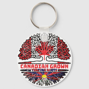 Tibet Tibetan Canadian Canada Tree Roots Flag Key Ring