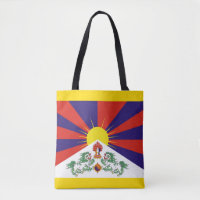 Tibet, Tibetan flag & Snow Lions - Himalayas