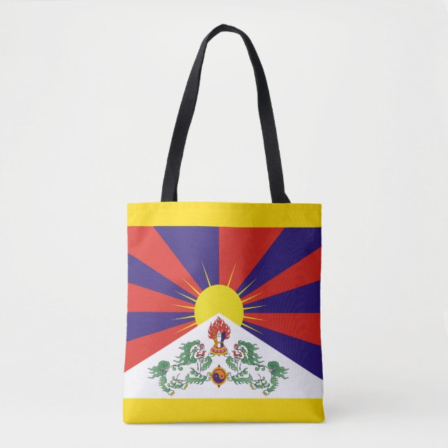 Tibet, Tibetan flag & Snow Lions - Himalayas Tote Bag (Front)