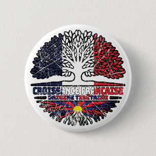 Tibet Tibetan  French France Tree Roots Flag 6 Cm Round Badge