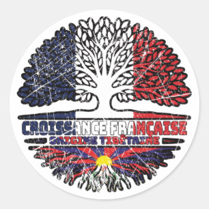 Tibet Tibetan  French France Tree Roots Flag Classic Round Sticker