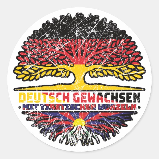 Tibet Tibetisch Deutsch Deutschland Baum Wurzel Classic Round Sticker (Front)