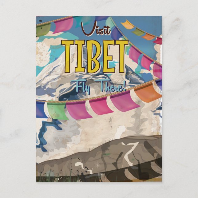 Tibet Vintage Travel Poster Postcard (Front)