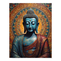 Tibetan Buddha meditating over gold background