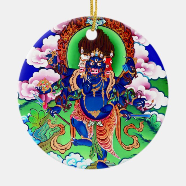 Tibetan Buddhism Buddhist Thangka Ucchusma Ceramic Tree Decoration (Front)