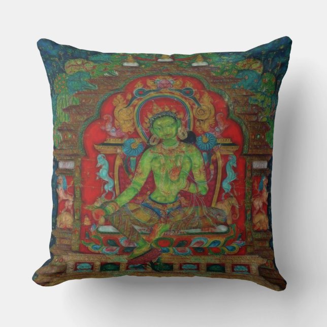 Tibetan Buddhism Green Tara Cushion (Front)