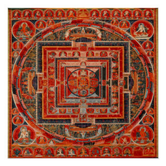 Tibetan Buddhism Mandala of the Forms of Manjushri Poster