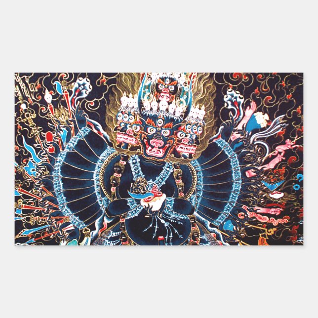 Tibetan Buddhist Art (Chemckok Heruka) Rectangular Sticker (Front)