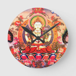 Tibetan Buddhist Art Round Clock