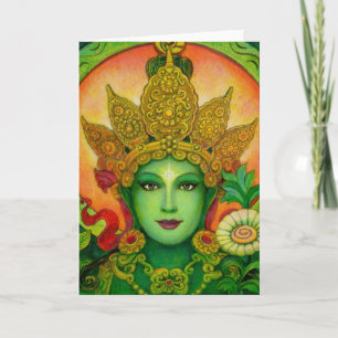 Tibetan Buddhist Goddess Green Tara Face art card