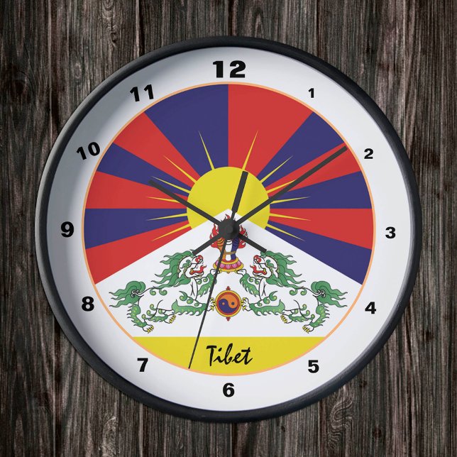 Tibetan Flag & Tibet patriotic Home /design Round Clock (Creator Uploaded)