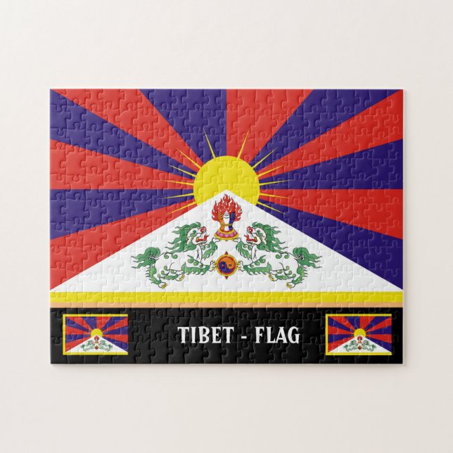 Tibetan Flag & Tibetan country / Tibet & Himalayas Jigsaw Puzzle (Horizontal)