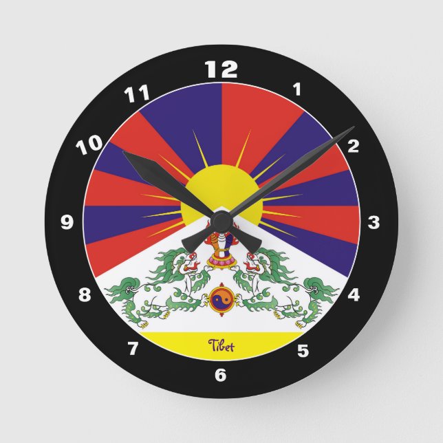 Tibetan Flag & Time Clock /Himalayas Snow Lions (Front)