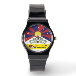 Tibetan Flag Watch, Tibet Map, fashion /Free Tibet Watch