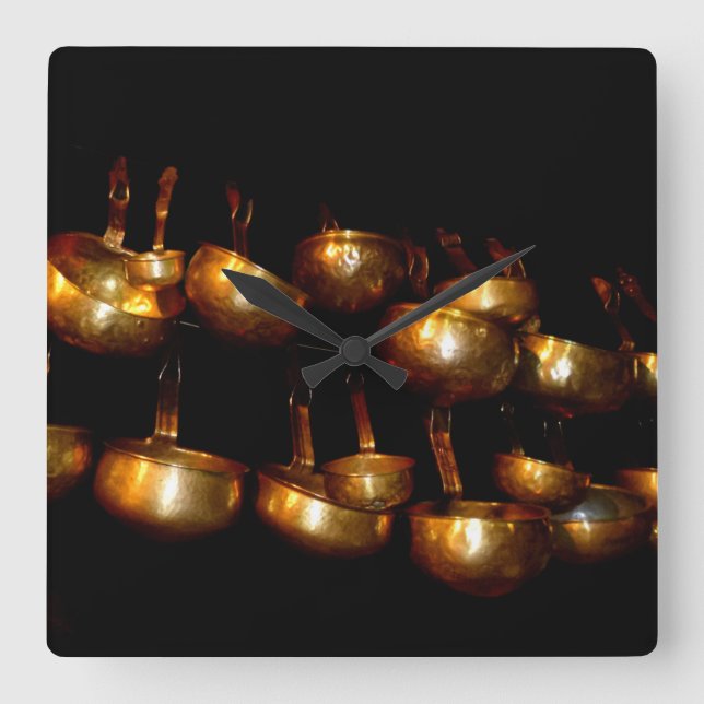 Tibetan Ladle Square Wall Clock (Front)