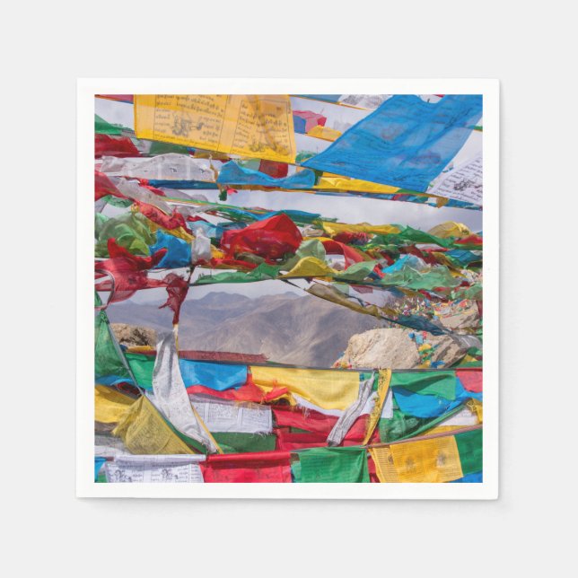 Tibetan landscape with prayer flags - Himalaya Napkin (Front)