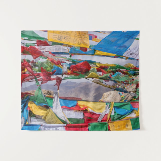 Tibetan landscape with prayer flags - Himalaya Tapestry (Front (Horizontal))