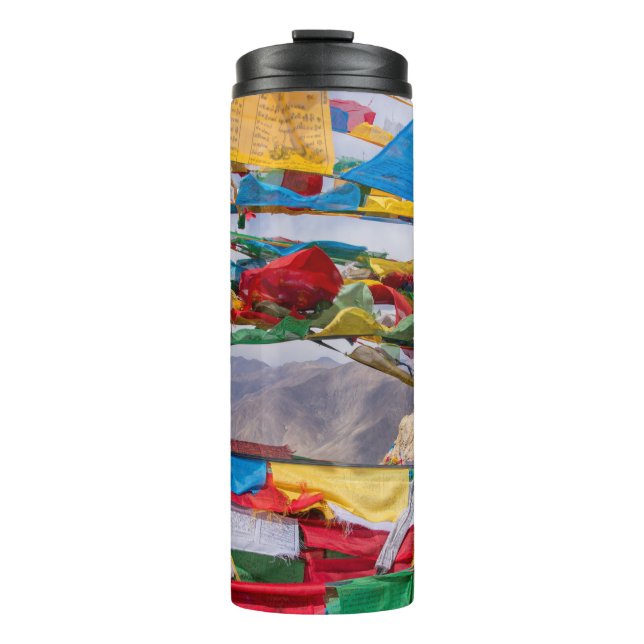 Tibetan landscape with prayer flags - Himalaya Thermal Tumbler (Front)
