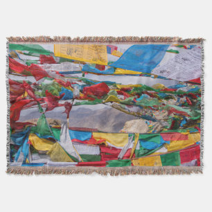 Tibetan landscape with prayer flags - Himalaya Throw Blanket