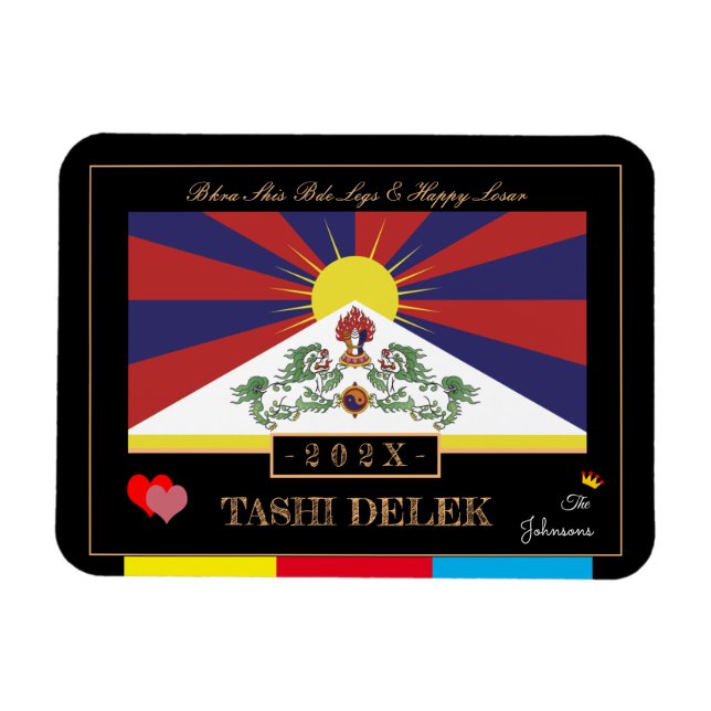 Tibetan Losar & Tashi Delek - New Year /flag Tibet Magnet (Horizontal)