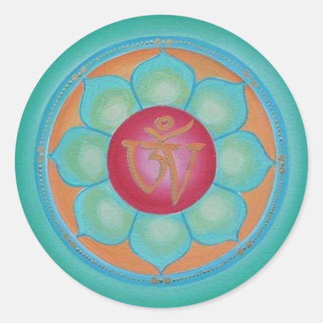 Tibetan Lotus Mandala Classic Round Sticker (Front)