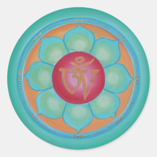 Tibetan Lotus Mandala Classic Round Sticker