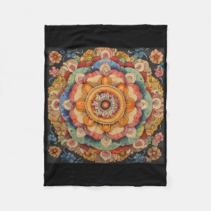 Tibetan Mandala Sacred Geometry Fleece Blanket