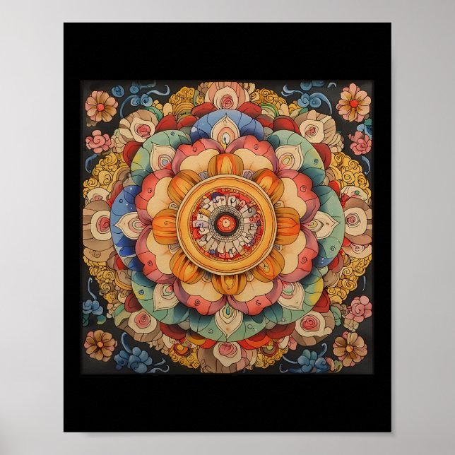 Tibetan Mandala Sacred Geometry  Poster (Front)