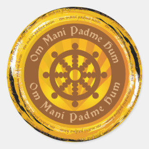 Tibetan Mantra Dharma Wheel Classic Round Sticker