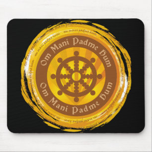 Tibetan Mantra Dharma Wheel Mouse Pad