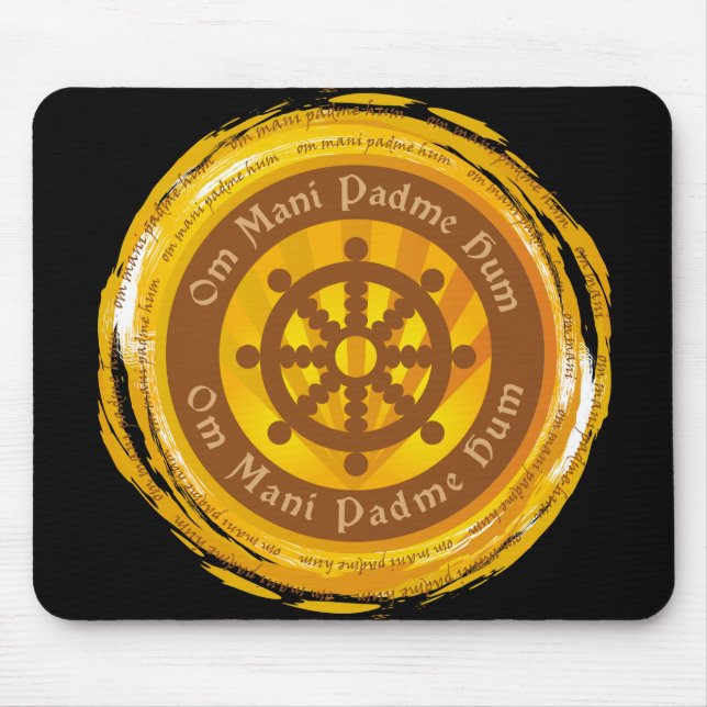 Tibetan Mantra Dharma Wheel Mouse Pad (Front)