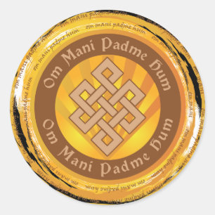 Tibetan Mantra Endless Knot Classic Round Sticker