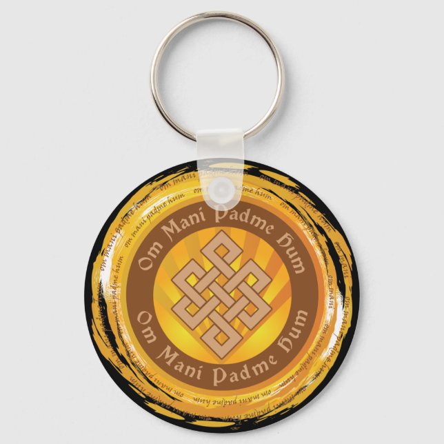 Tibetan Mantra Endless Knot Key Ring (Front)
