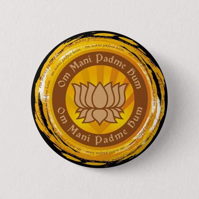 Tibetan Mantra Lotus Flower 6 Cm Round Badge (Front)