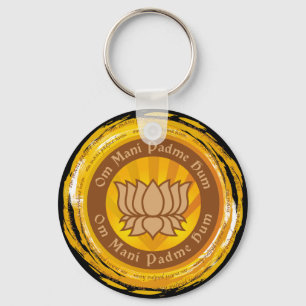 Tibetan Mantra Lotus Flower Key Ring