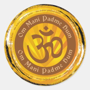 Tibetan Mantra with Aum Symbol Classic Round Sticker