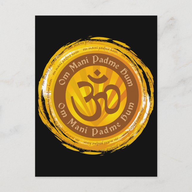 Tibetan Mantra with Aum Symbol Postcard (Front)
