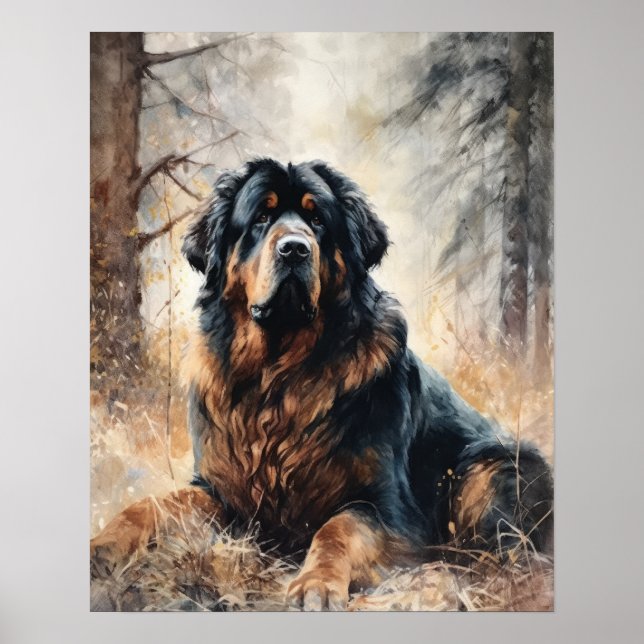 Tibetan Mastiff Dog Art Print Poster (Front)