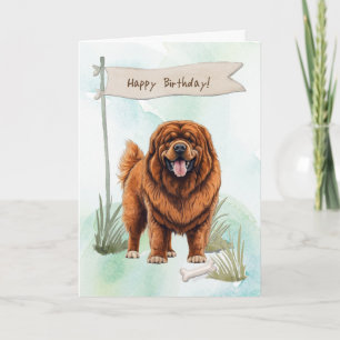 Tibetan Mastiff Dog Breed Under Birthday Sign Card