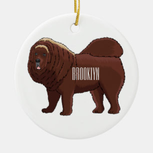 Tibetan Mastiff dog cartoon illustration  Ceramic Ornament